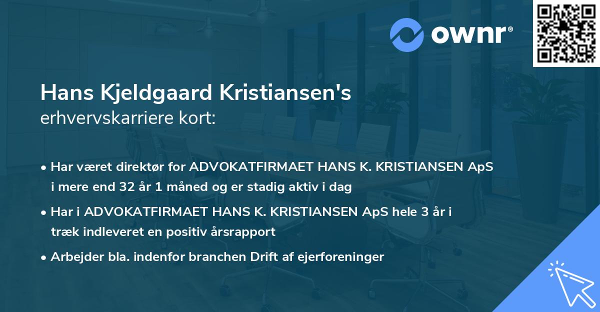 Hans Kjeldgaard Kristiansen's erhvervskarriere kort