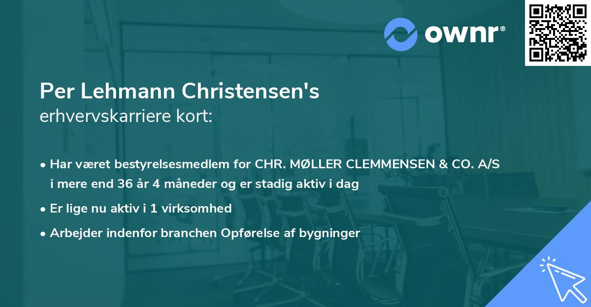 Per Lehmann Christensen's erhvervskarriere kort