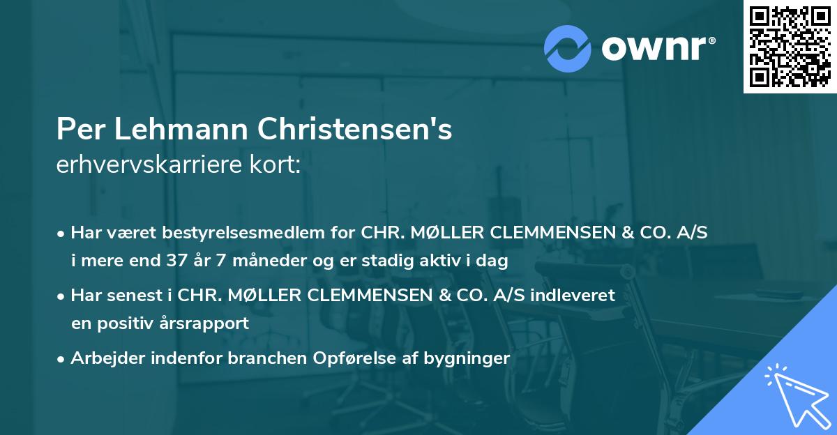 Per Lehmann Christensen's erhvervskarriere kort