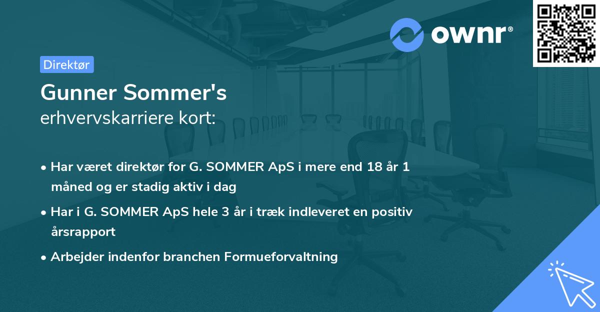 Gunner Sommer's erhvervskarriere kort