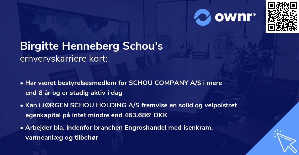Birgitte Henneberg Schou's erhvervskarriere kort