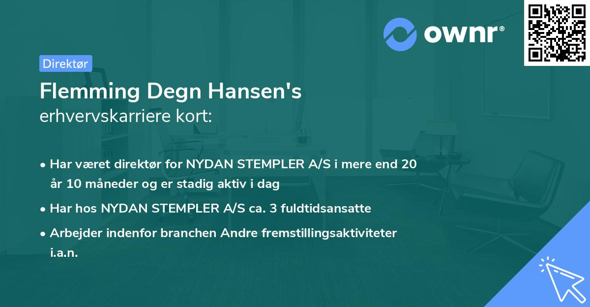 Flemming Degn Hansen's erhvervskarriere kort