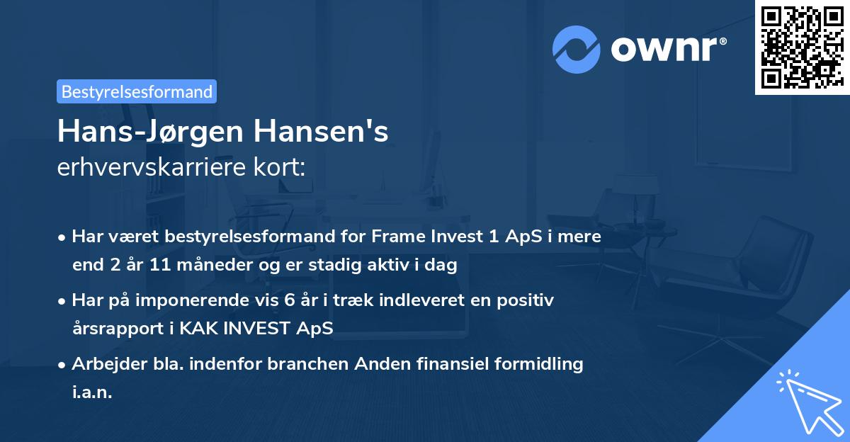 Hans-Jørgen Hansen's erhvervskarriere kort