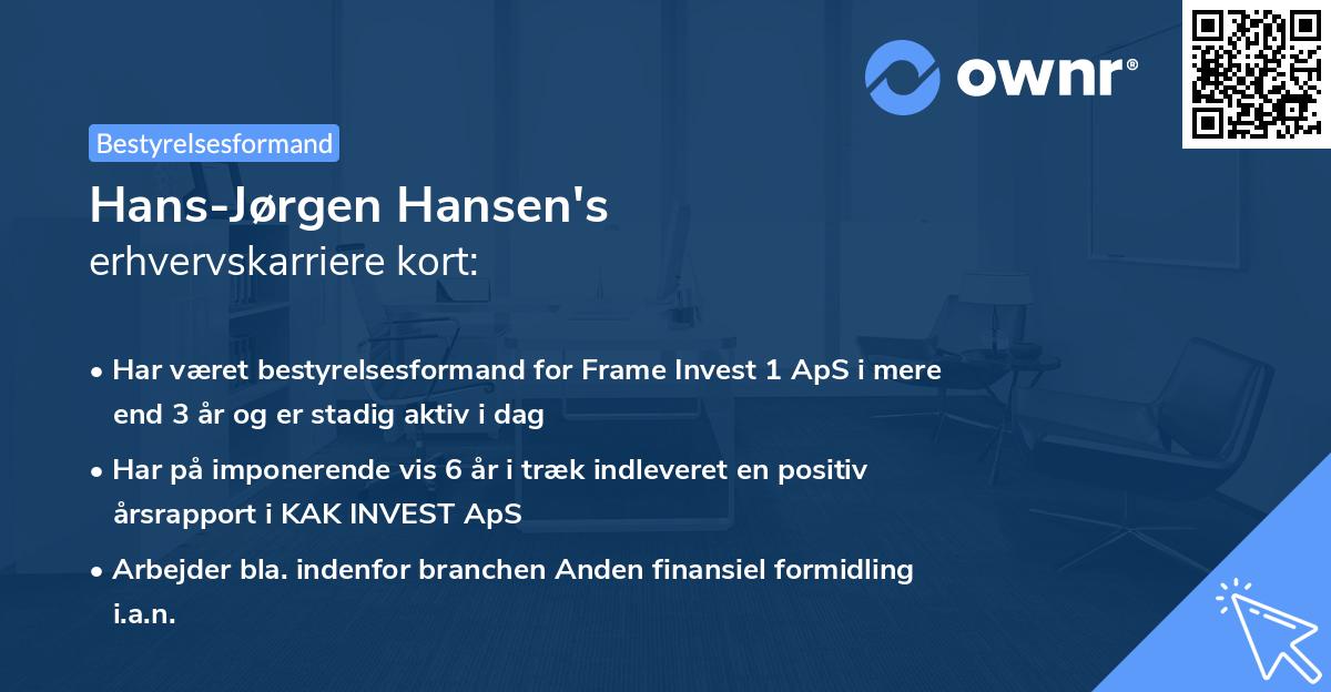 Hans-Jørgen Hansen's erhvervskarriere kort