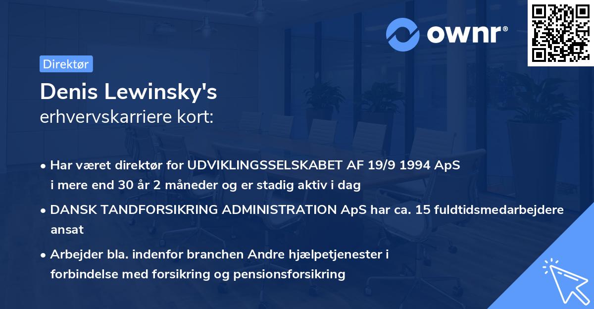 Denis Lewinsky's erhvervskarriere kort