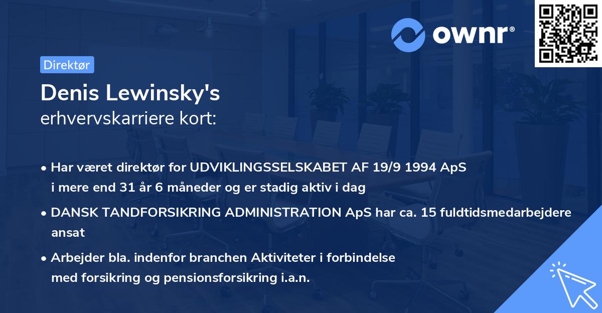 Denis Lewinsky's erhvervskarriere kort