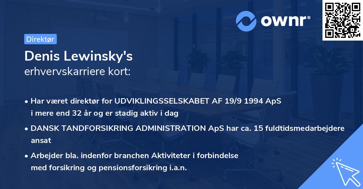Denis Lewinsky's erhvervskarriere kort