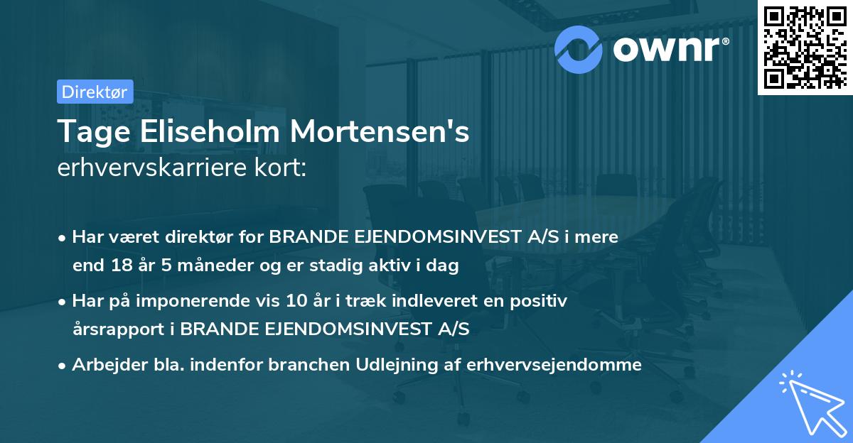 Tage Eliseholm Mortensen's erhvervskarriere kort