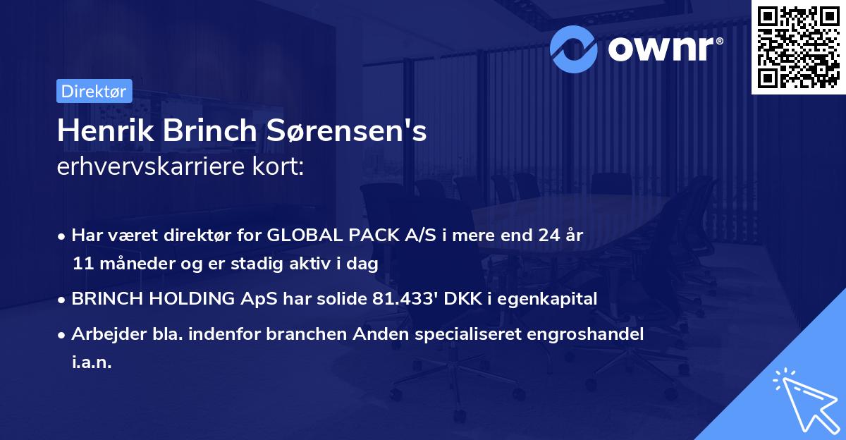 Henrik Brinch Sørensen's erhvervskarriere kort