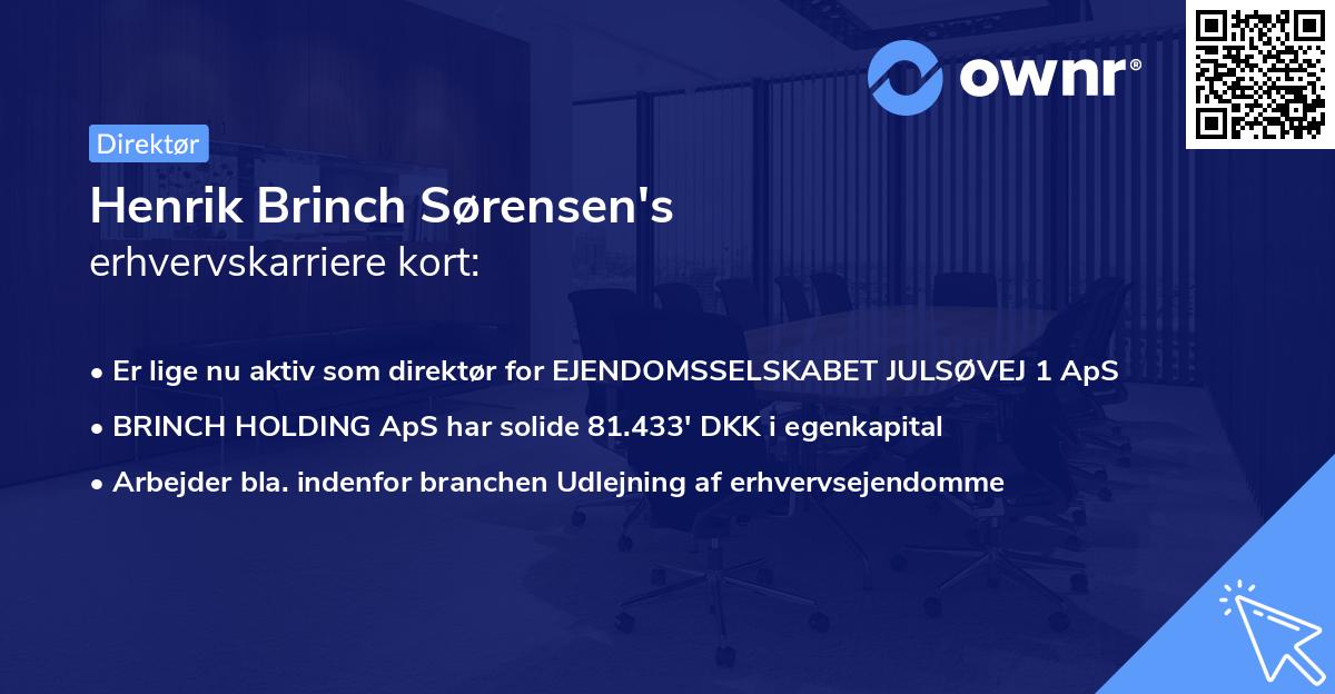 Henrik Brinch Sørensen's erhvervskarriere kort