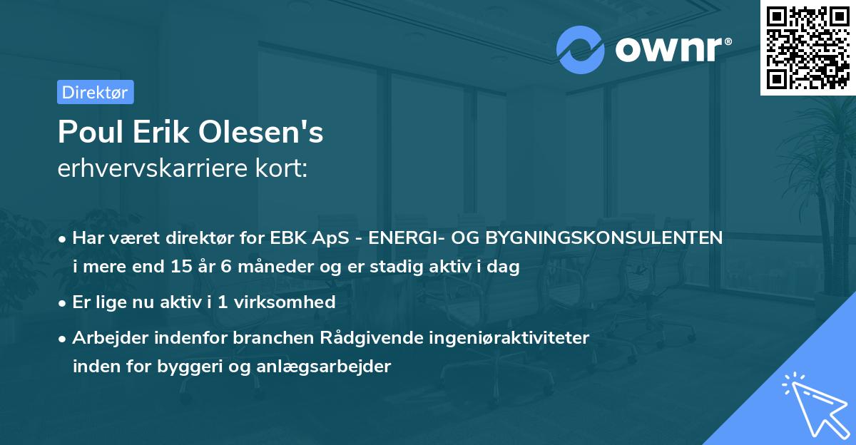 Poul Erik Olesen's erhvervskarriere kort