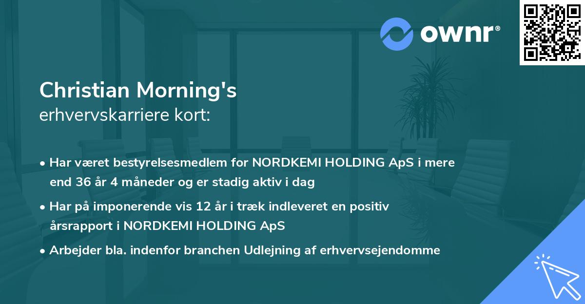 Christian Morning's erhvervskarriere kort
