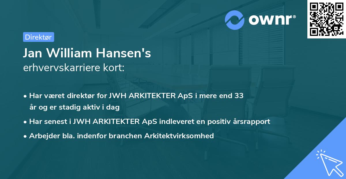 Jan William Hansen's erhvervskarriere kort