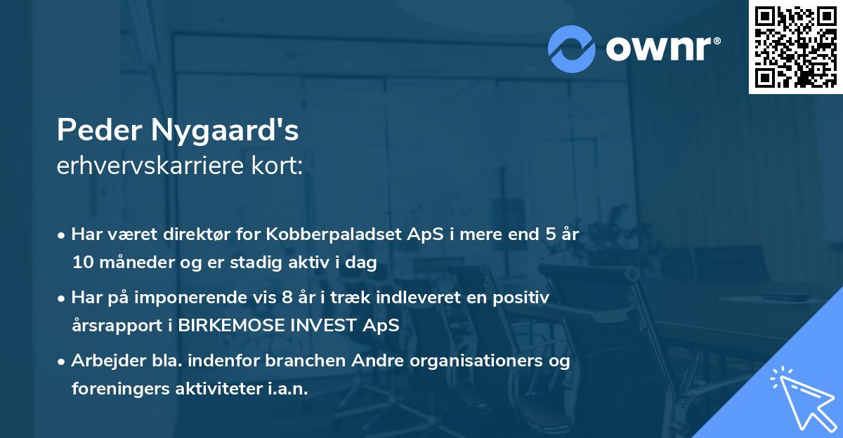 Peder Nygaard's erhvervskarriere kort