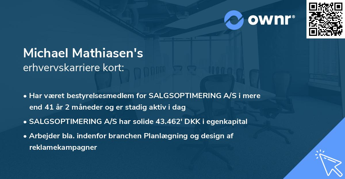 Michael Mathiasen's erhvervskarriere kort