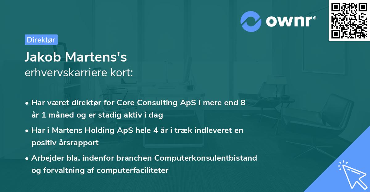 Jakob Martens's erhvervskarriere kort