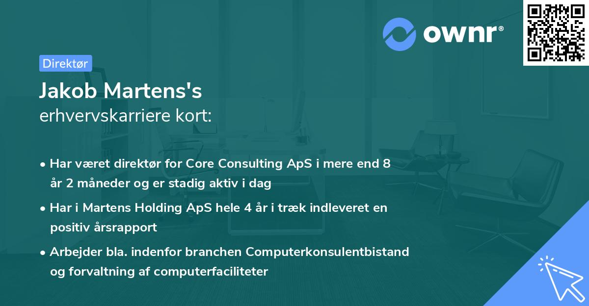 Jakob Martens's erhvervskarriere kort