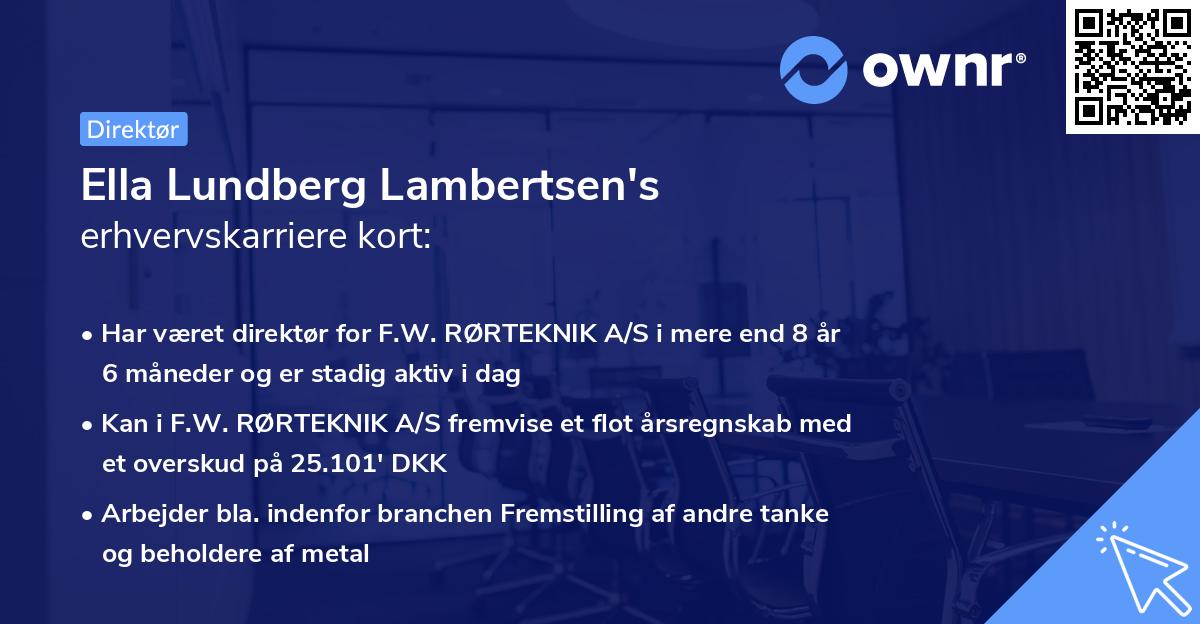 Ella Lundberg Lambertsen's erhvervskarriere kort