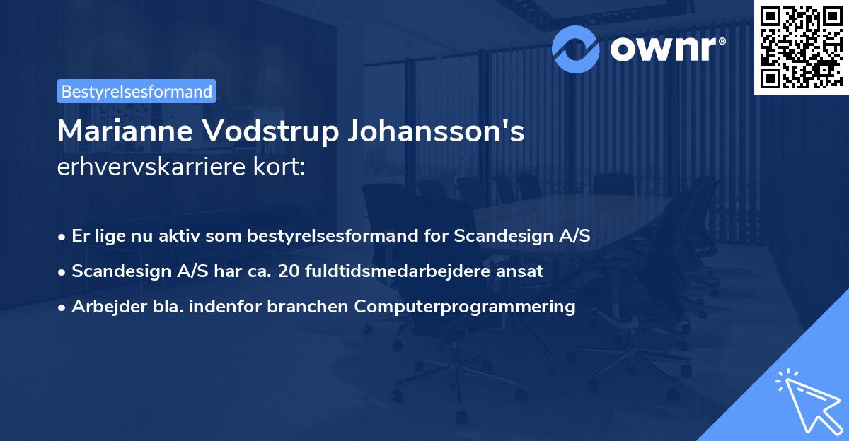 Marianne Vodstrup Johansson's erhvervskarriere kort