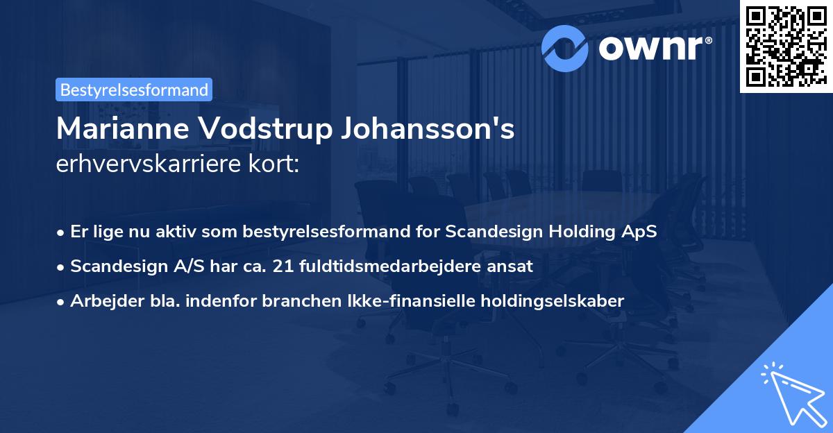 Marianne Vodstrup Johansson's erhvervskarriere kort