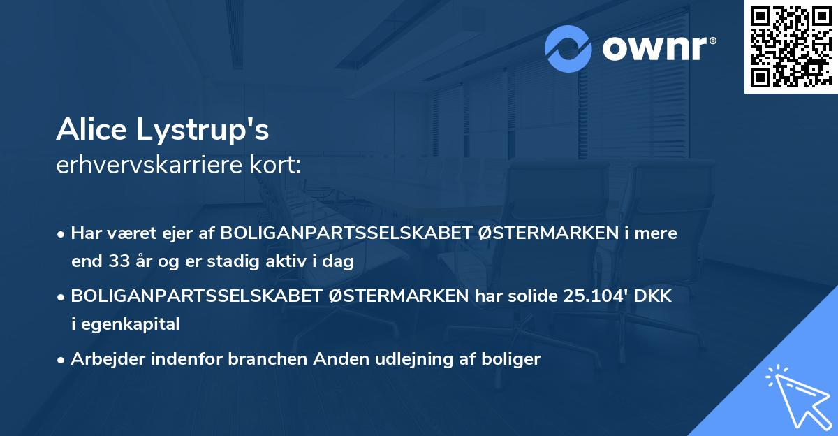 Alice Lystrup's erhvervskarriere kort