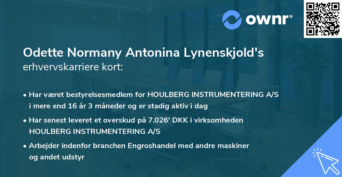 Odette Normany Antonina Lynenskjold's erhvervskarriere kort