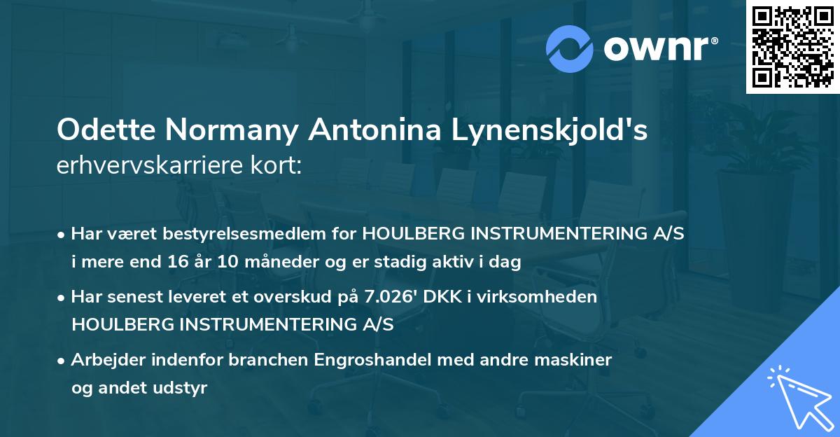Odette Normany Antonina Lynenskjold's erhvervskarriere kort