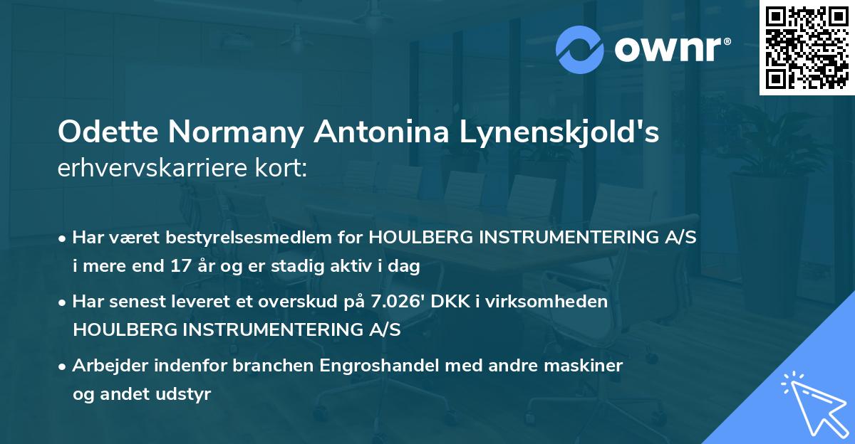 Odette Normany Antonina Lynenskjold's erhvervskarriere kort