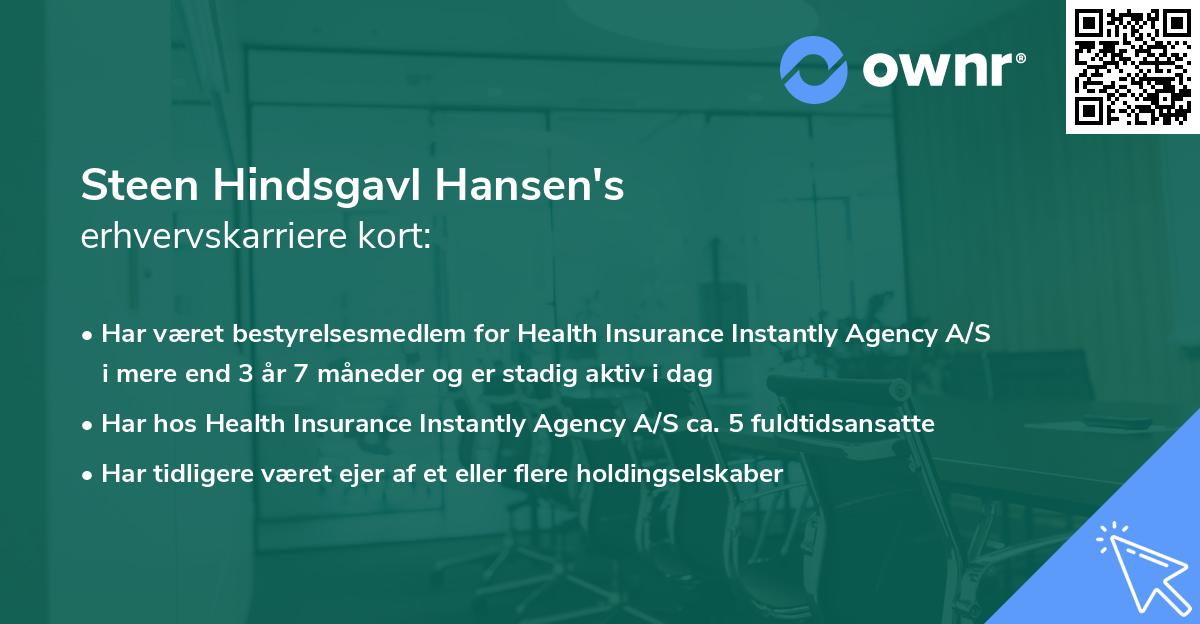Steen Hindsgavl Hansen's erhvervskarriere kort