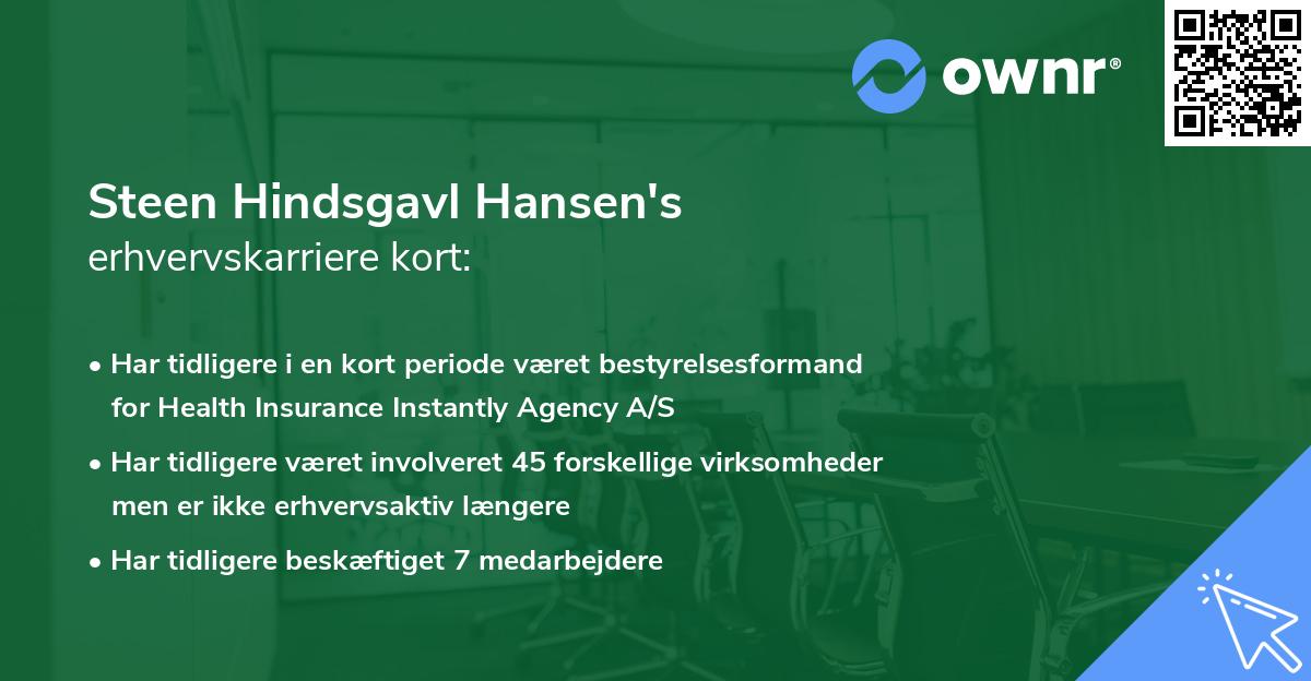 Steen Hindsgavl Hansen's erhvervskarriere kort