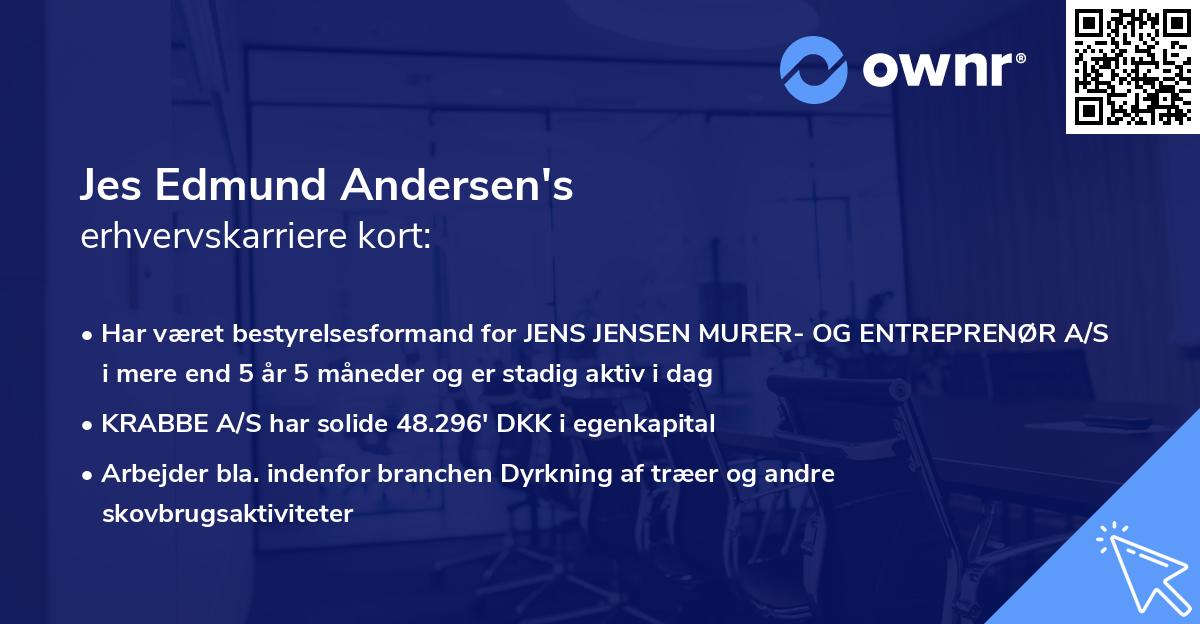 Jes Edmund Andersen's erhvervskarriere kort