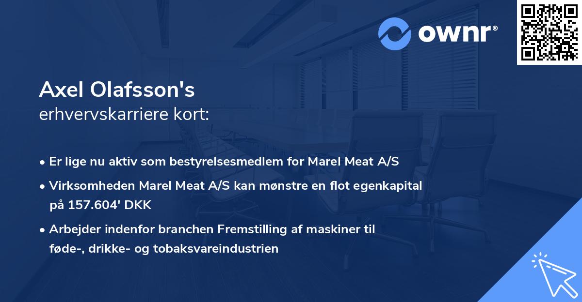 Axel Olafsson's erhvervskarriere kort