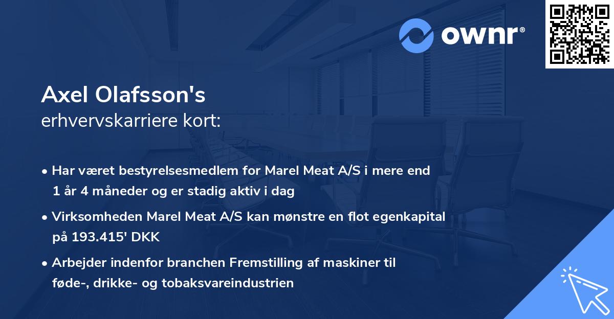 Axel Olafsson's erhvervskarriere kort