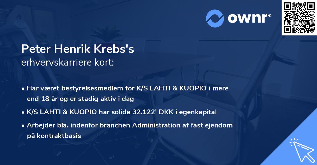 Peter Henrik Krebs's erhvervskarriere kort