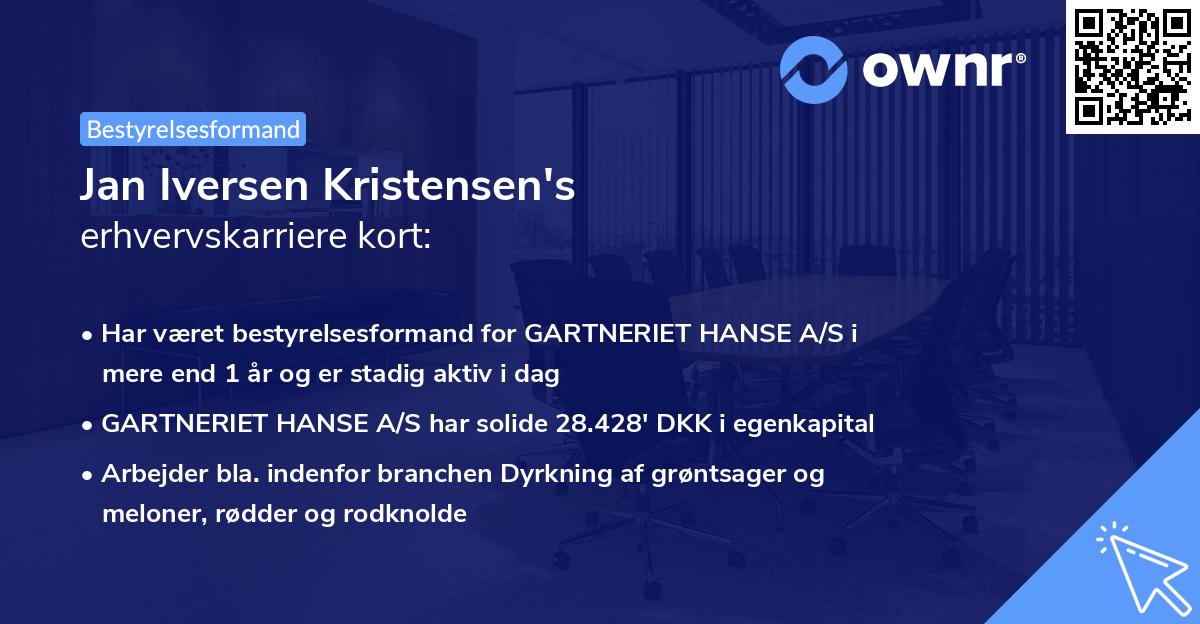 Jan Iversen Kristensen's erhvervskarriere kort