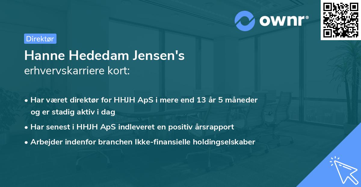 Hanne Hededam Jensen's erhvervskarriere kort