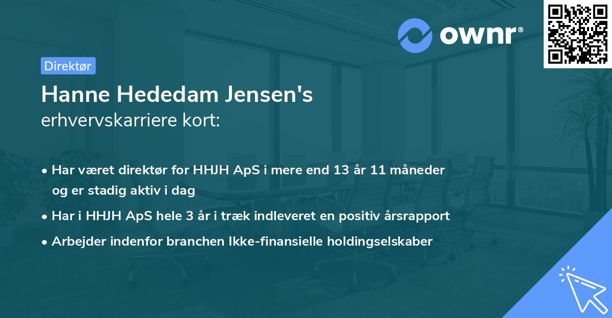 Hanne Hededam Jensen's erhvervskarriere kort
