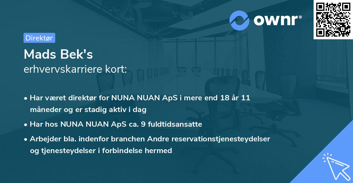 Mads Bek's erhvervskarriere kort