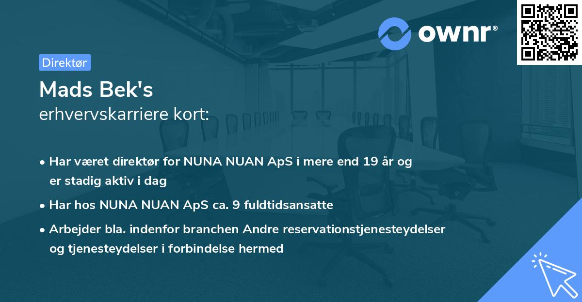 Mads Bek's erhvervskarriere kort