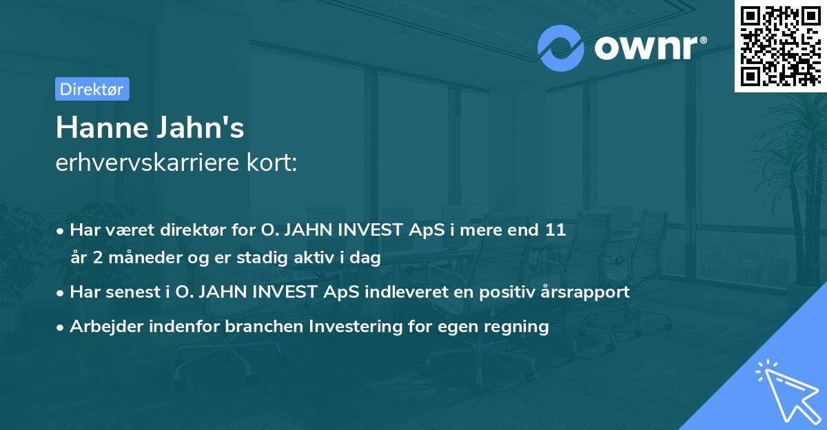 Hanne Jahn's erhvervskarriere kort