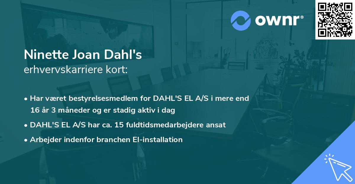 Ninette Joan Dahl's erhvervskarriere kort