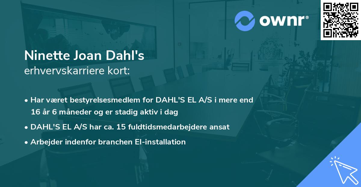 Ninette Joan Dahl's erhvervskarriere kort