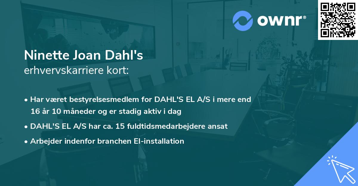 Ninette Joan Dahl's erhvervskarriere kort
