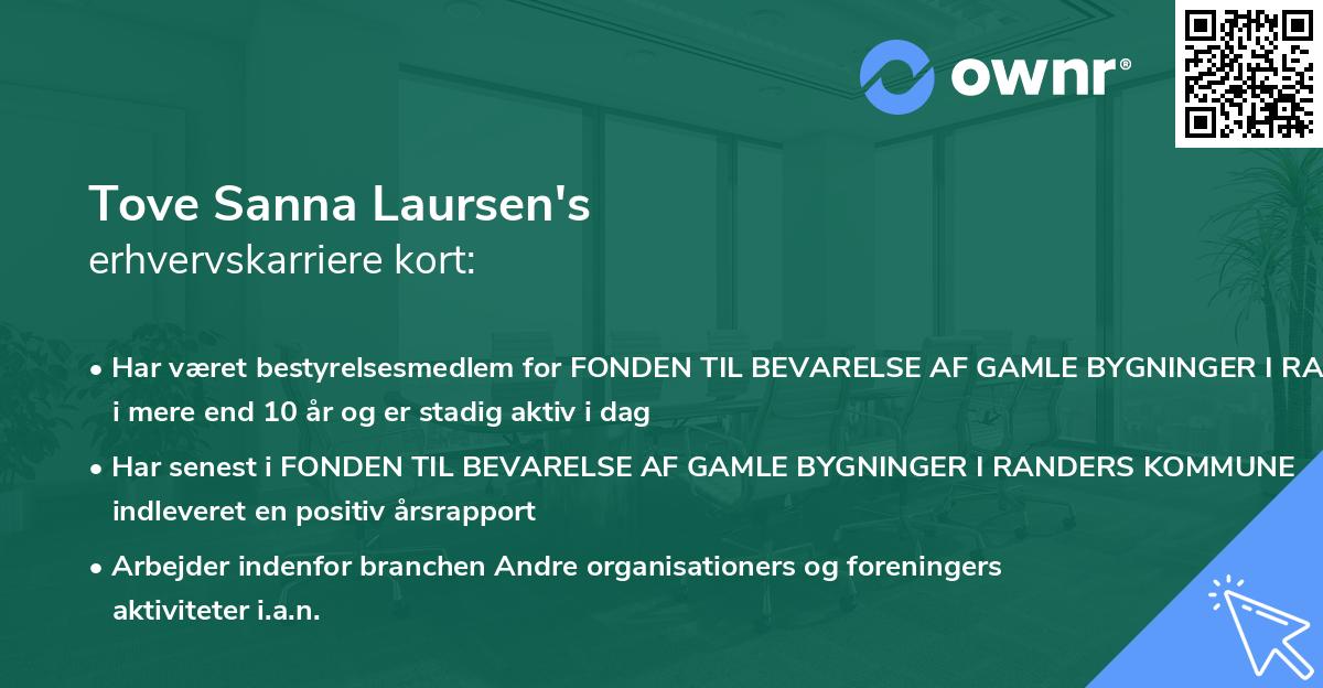Tove Sanna Laursen's erhvervskarriere kort