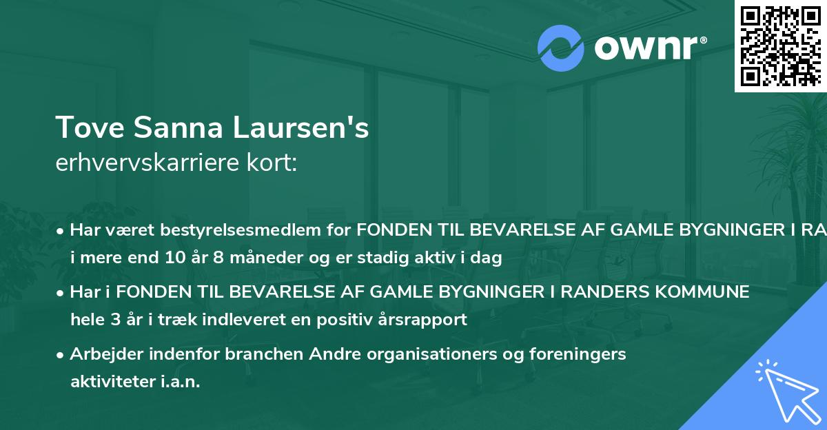 Tove Sanna Laursen's erhvervskarriere kort