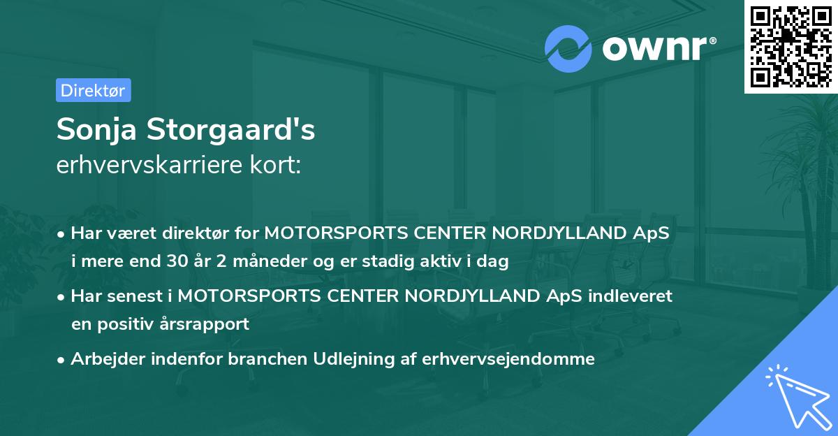 Sonja Storgaard's erhvervskarriere kort