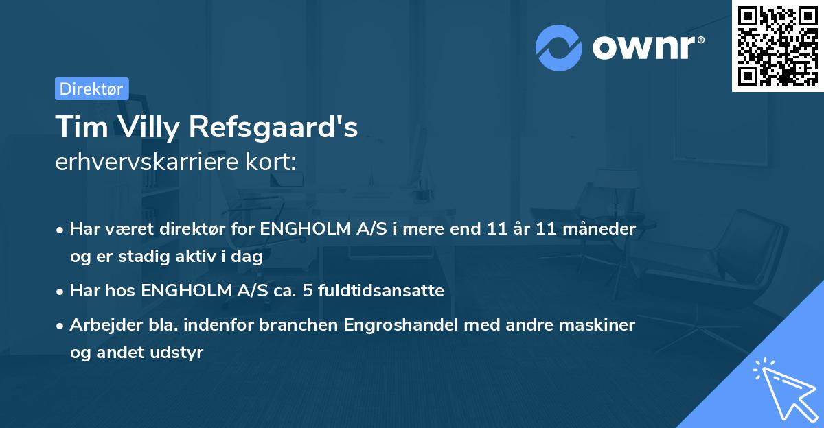 Tim Villy Refsgaard's erhvervskarriere kort