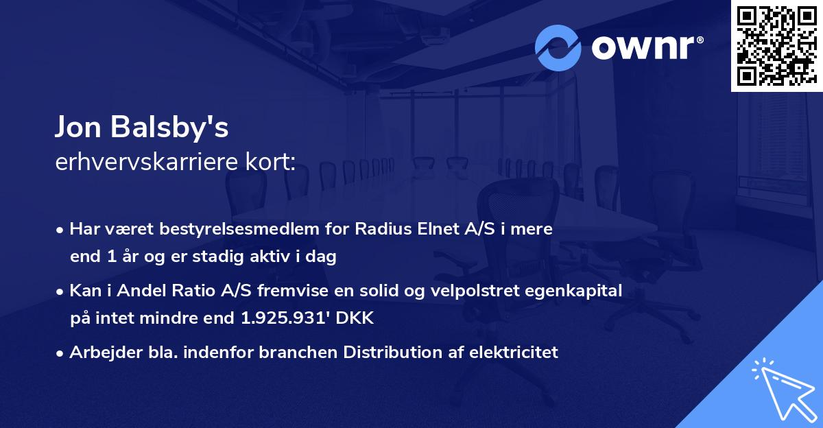 Jon Balsby's erhvervskarriere kort