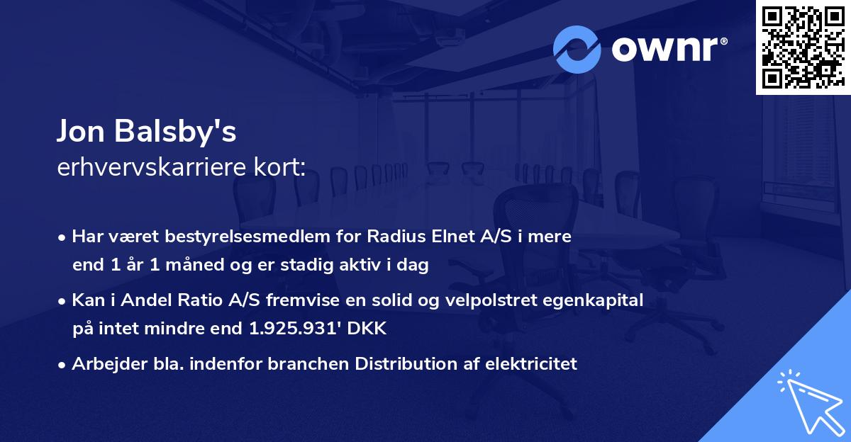 Jon Balsby's erhvervskarriere kort