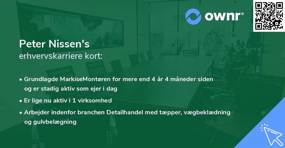 Peter Nissen's erhvervskarriere kort